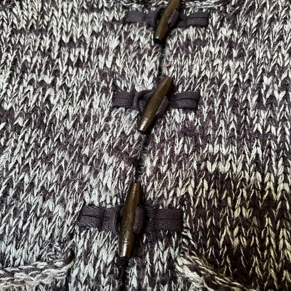 Moda International Cardigan Sweater XS Marled Blue Wooden Toggle Buttons - Picture 10 of 10